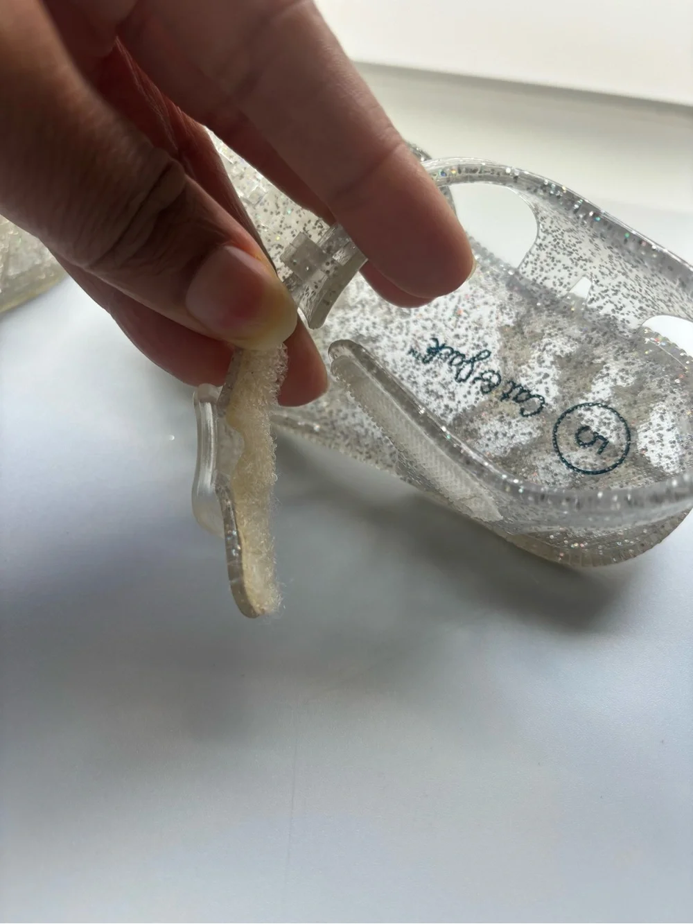 Kids Clear Glitter Jelly Sandals - Silver Sparkle